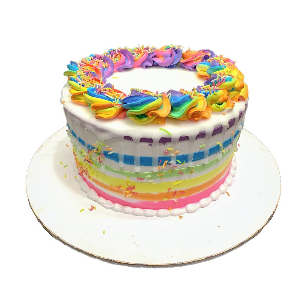 Rainbow Sprinkles Rosette Drip Cake