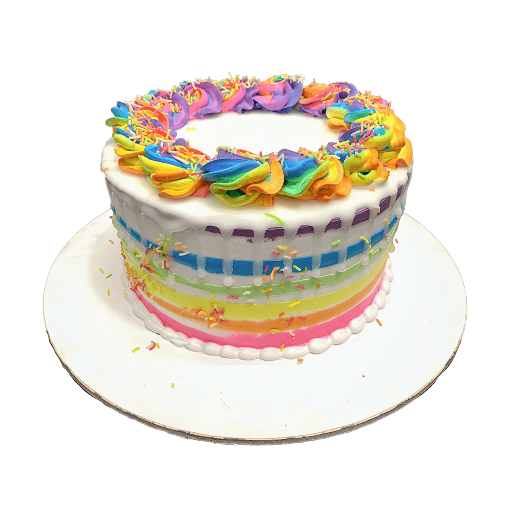 Rainbow Sprinkles Rosette Drip Cake
